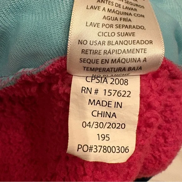 Eddie Bauer Hooded Sherpa Fleece Girls Zip Up Jacket Blue Pink Medium (10/12) - Picture 10 of 10